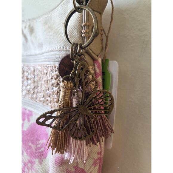 Sakroots Artist Circle Linen Uncoated Canvas Zipper Top Crossbody Rose in Bloom - Picture 6 of 12